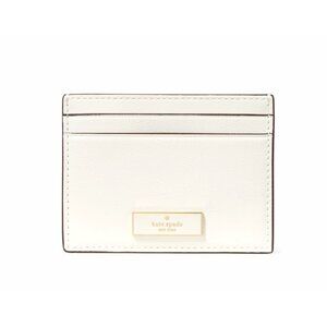 New Bridget Crinkle Patent Small Slim Card Holder Meringue
